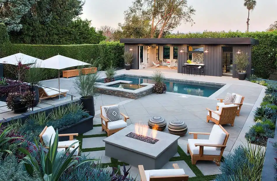 Pool House by West Hollywood with fire pit