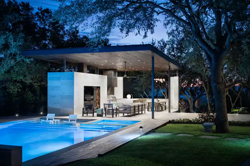 Poolside living and outdoor kitchen