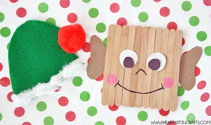 Popsicle stick elf kids craft