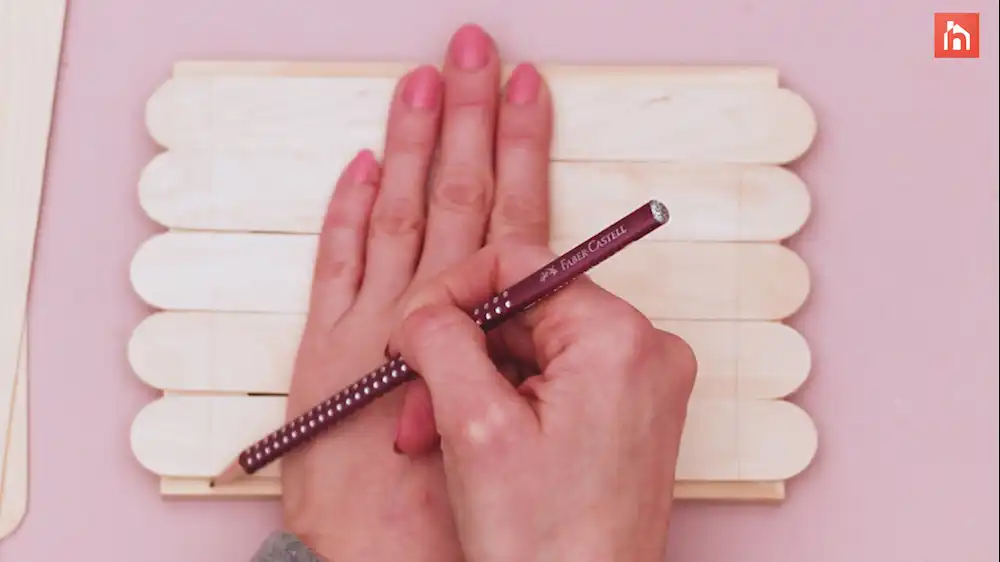 Popsicle stick wall decor craft step 10