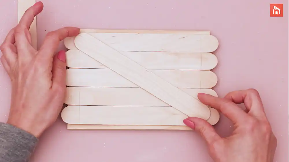 Popsicle stick wall decor craft step 11