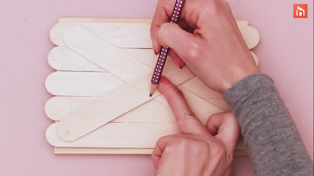 Popsicle stick wall decor craft step 14