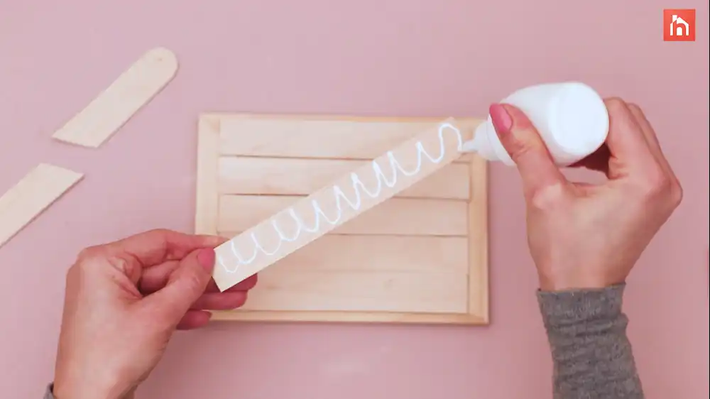 Popsicle stick wall decor craft step 19