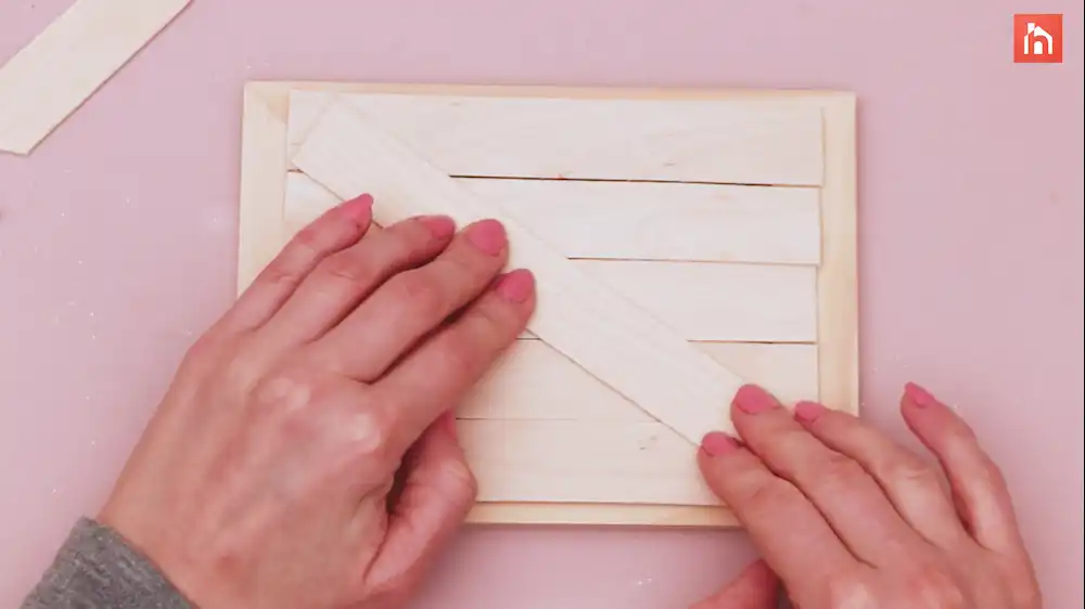 Popsicle stick wall decor craft step 20