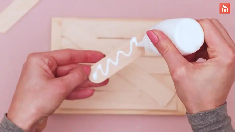 Popsicle stick wall decor craft step 21
