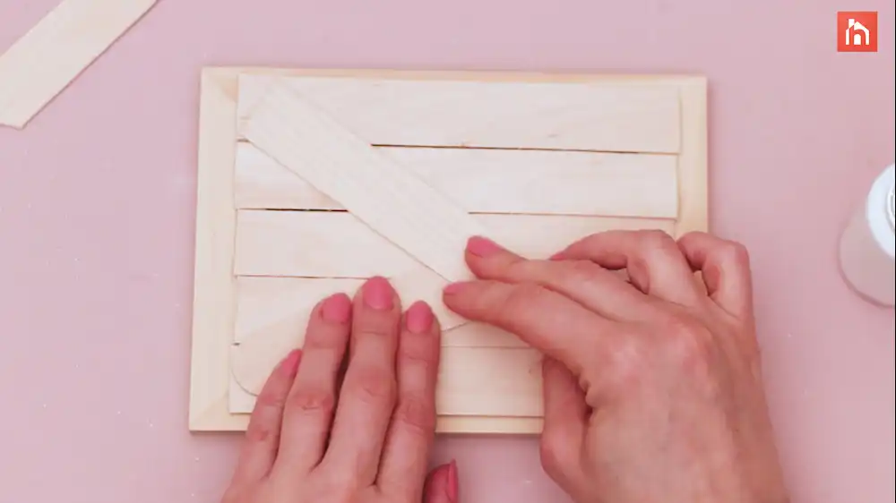 Popsicle stick wall decor craft step 22