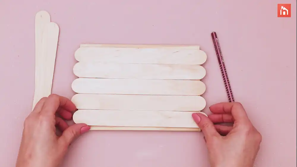 Popsicle stick wall decor craft step 7