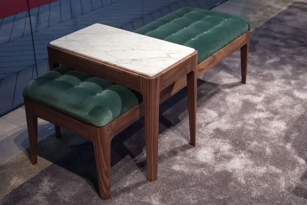 Porada Webby Bench with capitonné upholstered