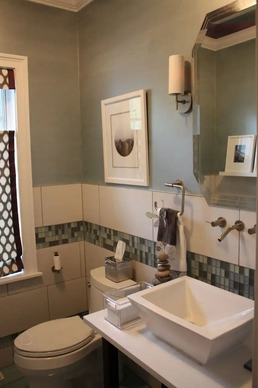 Powder room glass mosaic