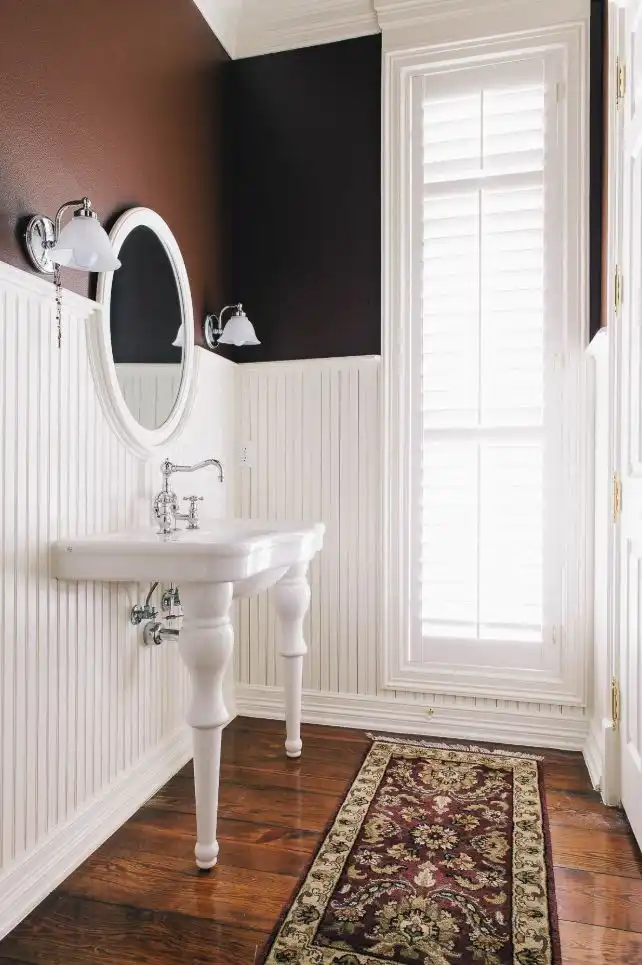 Powder room with beadboard