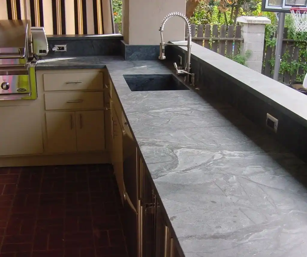 Soapstone is so versatile that Premier Surfaces used in in this outdoor kitchen.