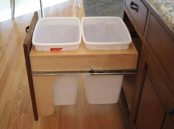 Pull out kitchen trash systems