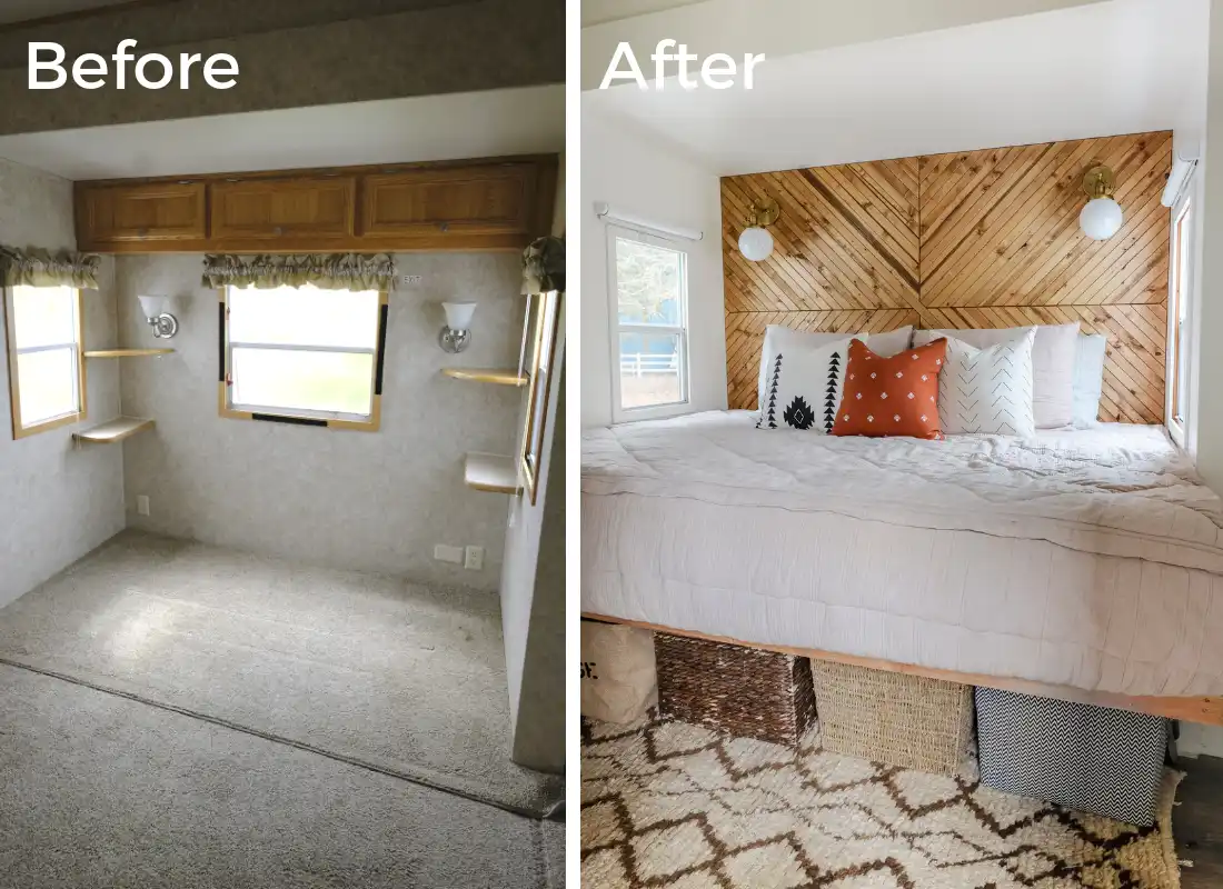 RV Bedroom Wood Wall