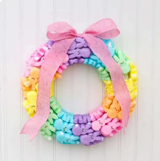 Rainbow bunny wreath
