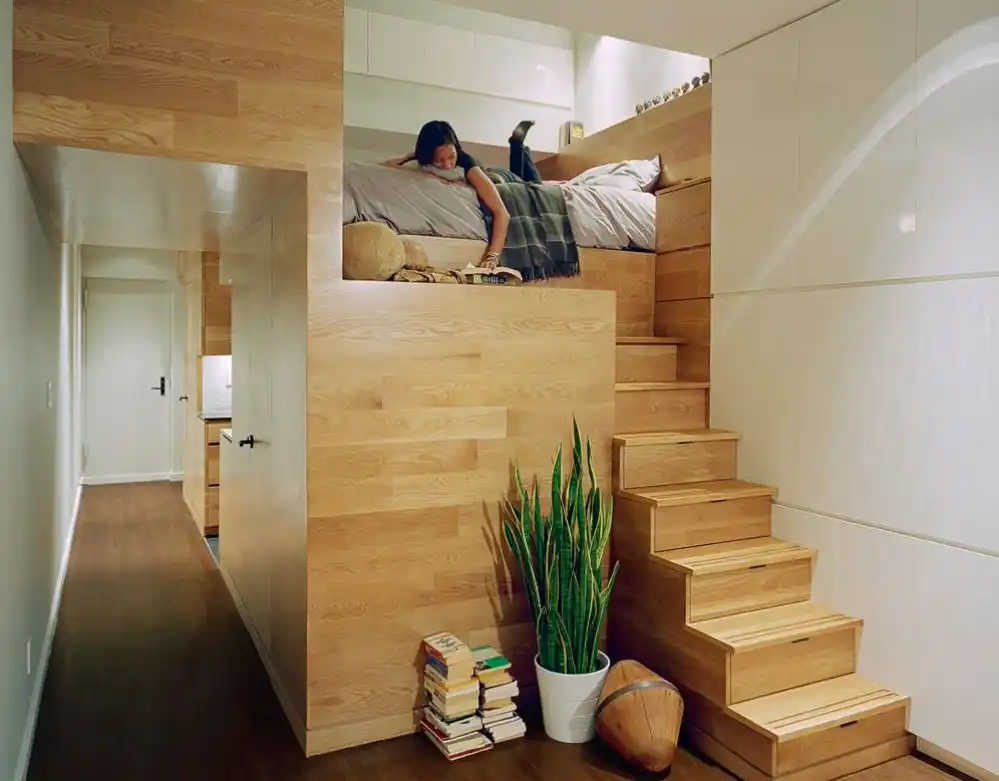 Reading nook kid in bamboo loft