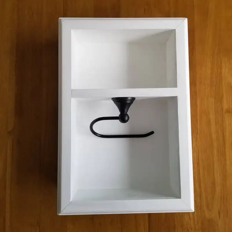 Recessed toilet paper holder with extra storage
