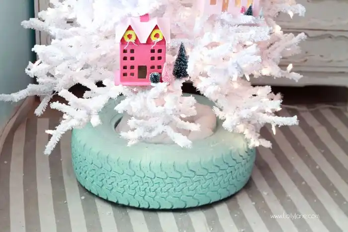 Recycle a car tyre for Christmas Tree Stand
