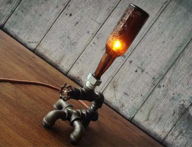 Recycled Glass Bottle Pipe Lamps
