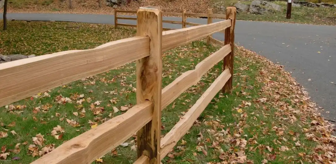 Red cedar split rail fence
