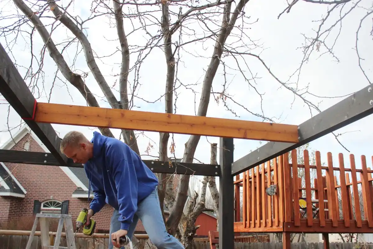 How to Install Modern Pergola Rafters Without Brackets - second side