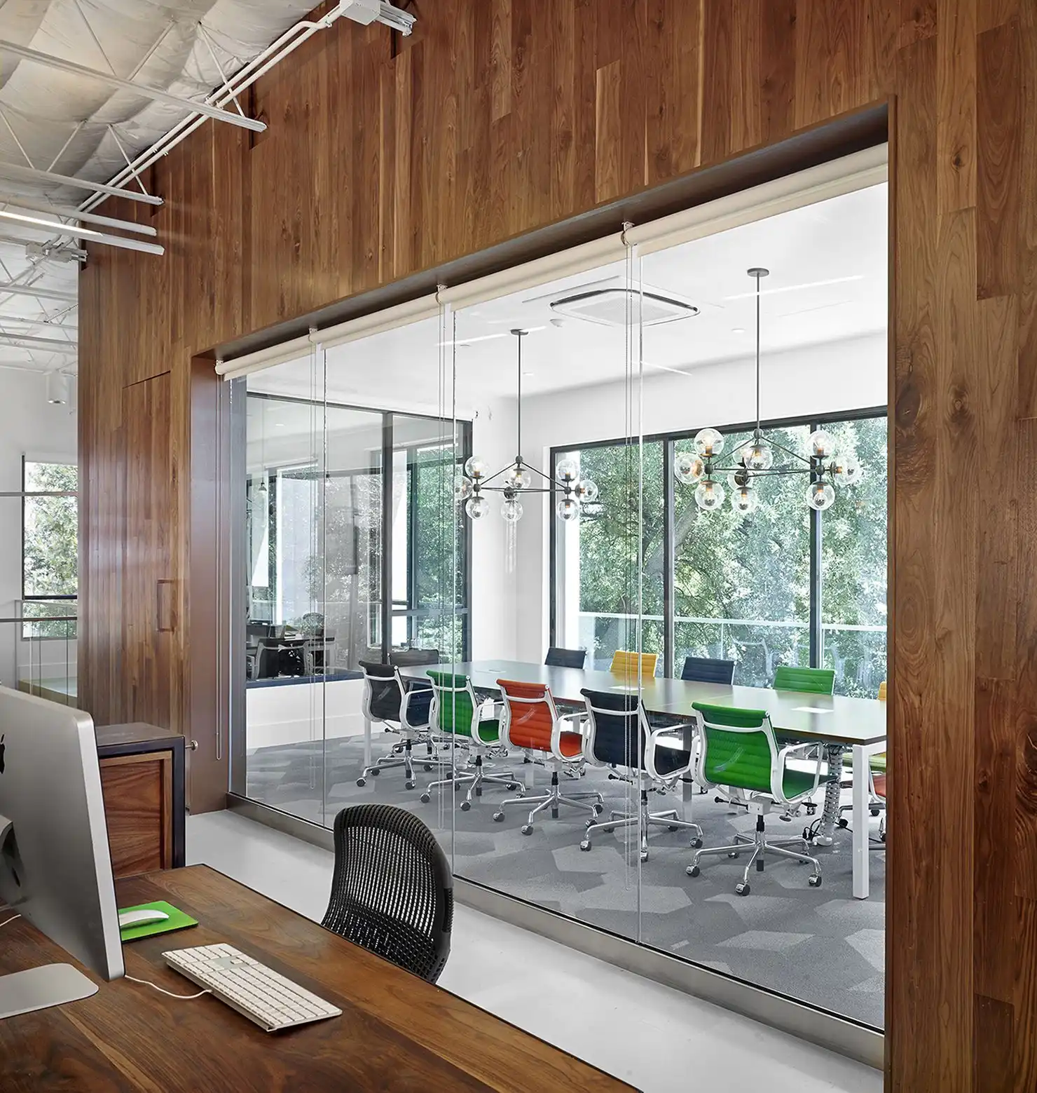 Meeting room with colorful chairs