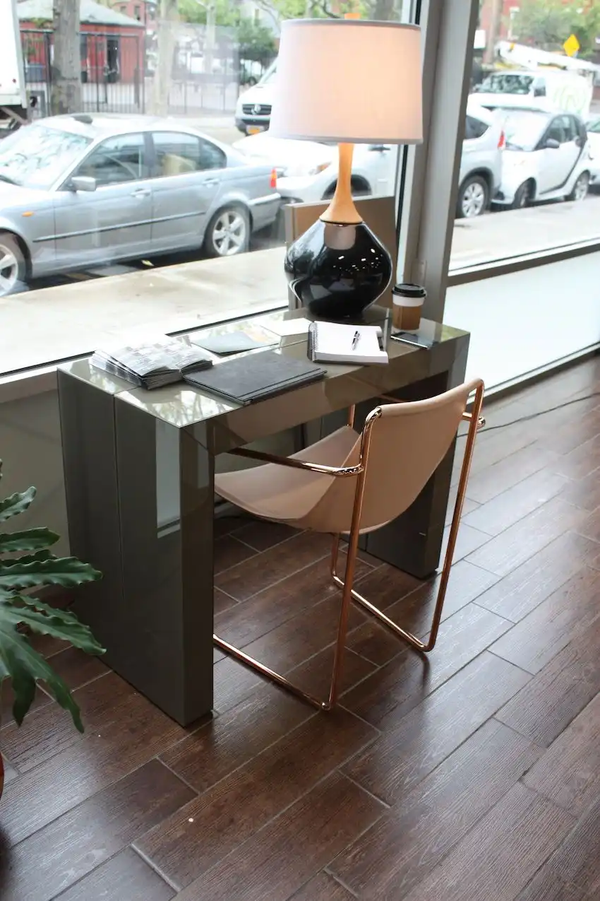 Resource Furniture is a natural for this show, especially for the Micro Loft display. The company is know for its space saving furniture, and while it's perfect for smaller spaces, just as many of its clients have larger homes and want to use space in a smart way. A good example is this small console table that can also be used as a desk. It is far more than meets the eye...