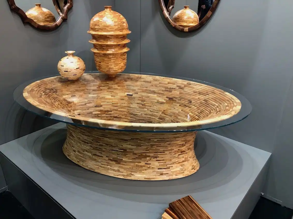 Discarded wood pieces are transformed into stunning new works.