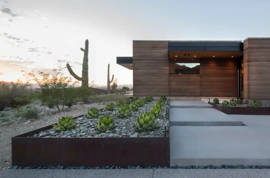 River rocks and corten steel