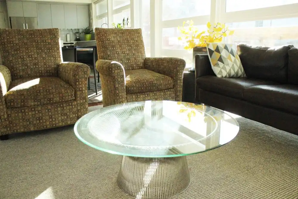 Round glass coffee table