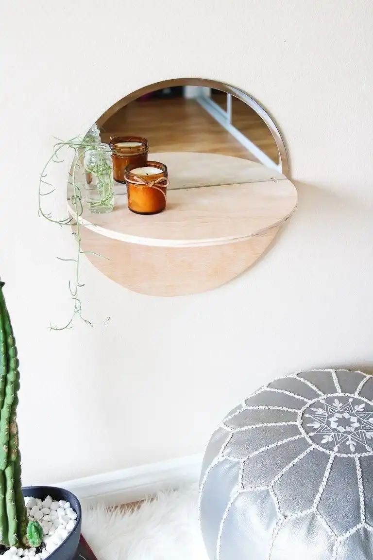 Use a mirror to upgrade an accent shelf