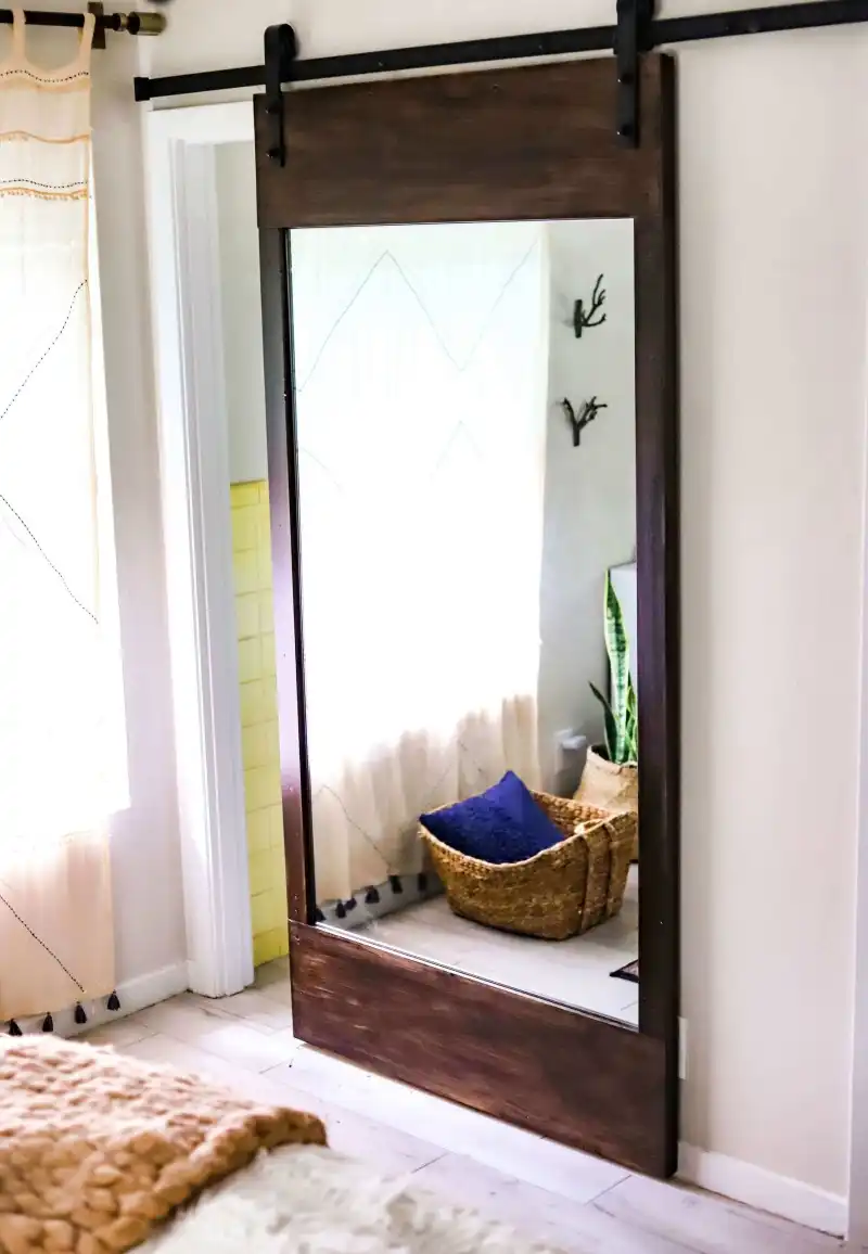 Rustic Sliding Barn Door Full Length Mirror