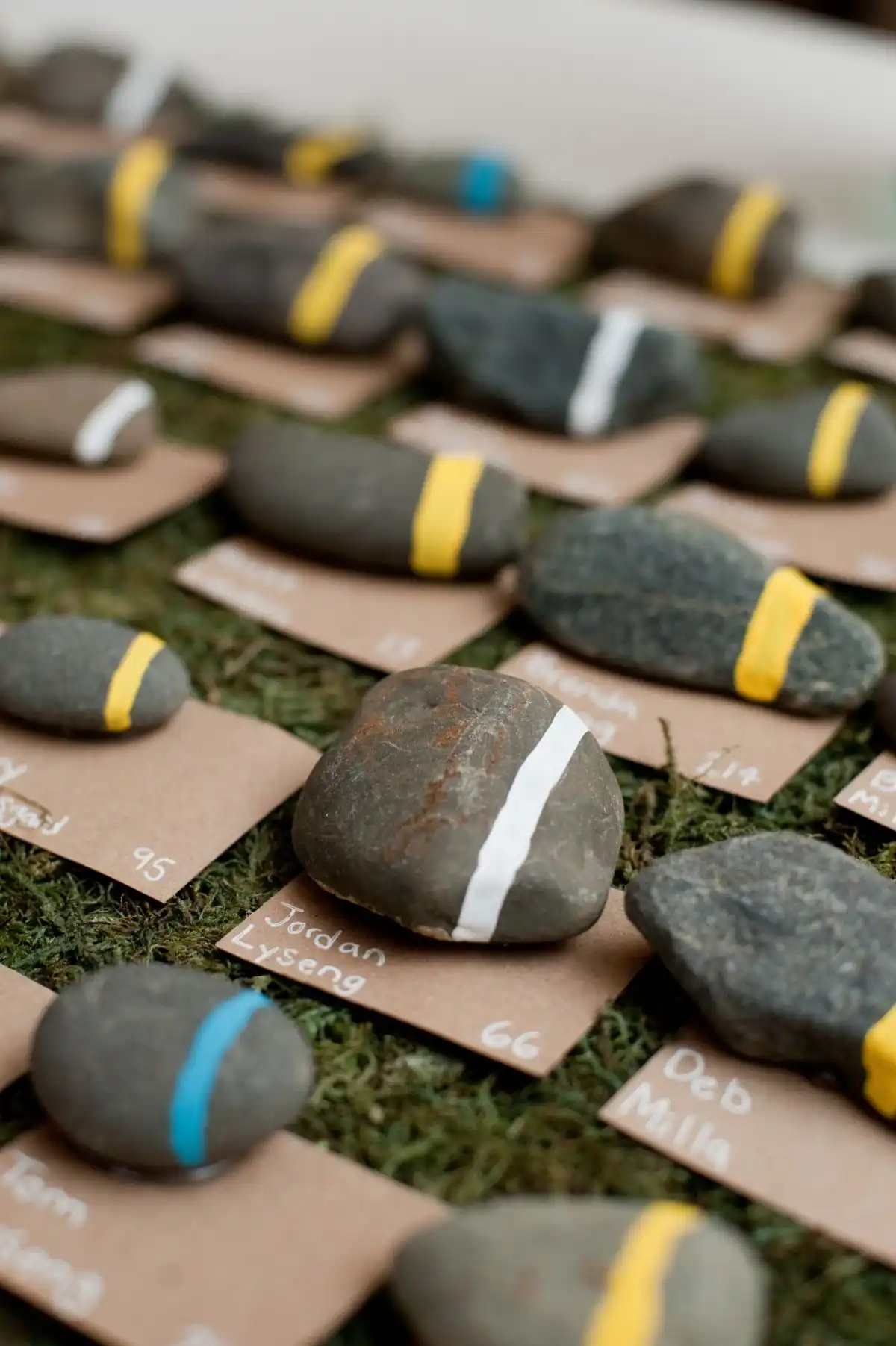 Painted rocks as wedding favors