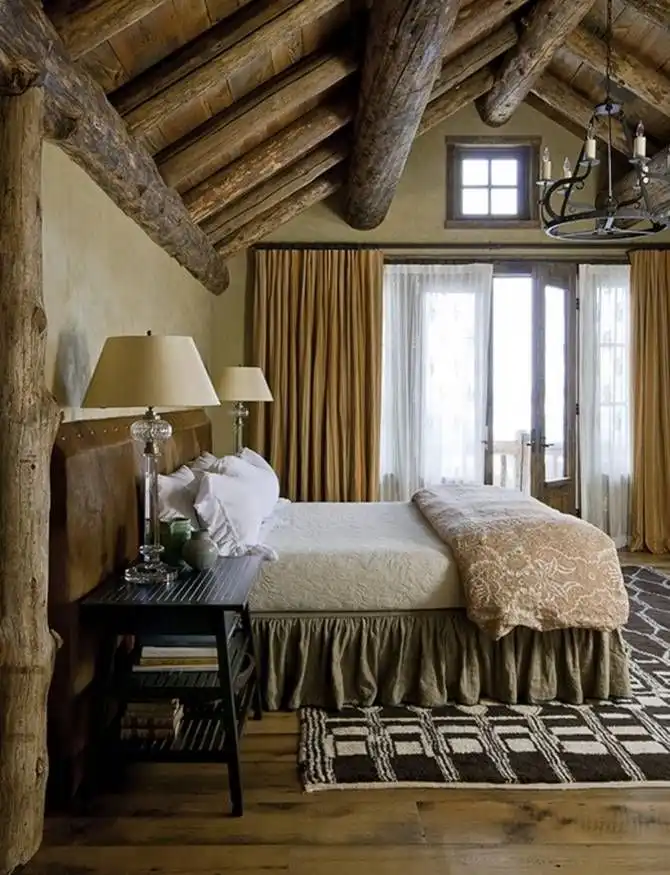 Rustic bedroom mix print