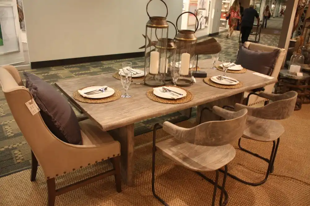 Rustic dining table decor decorated with candles