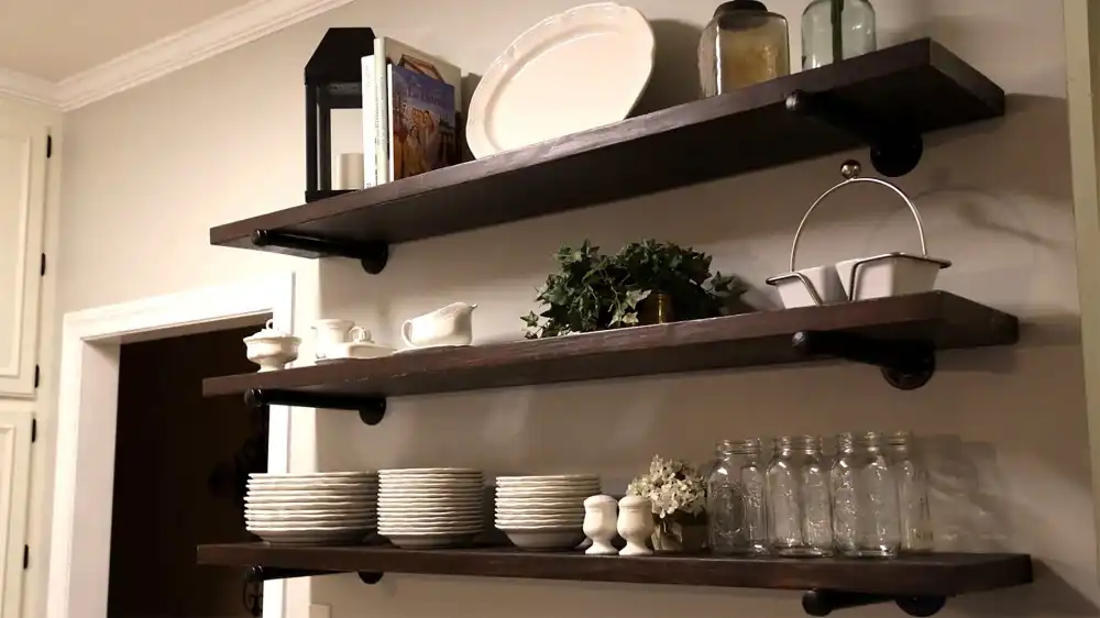 Rustic diy floating shelves