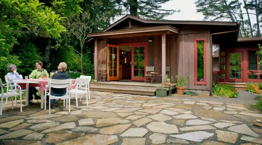A flagstone patio is a really great option if you're aiming for a rustic landscape