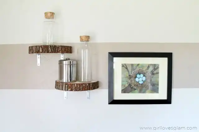 Rustic log shelves