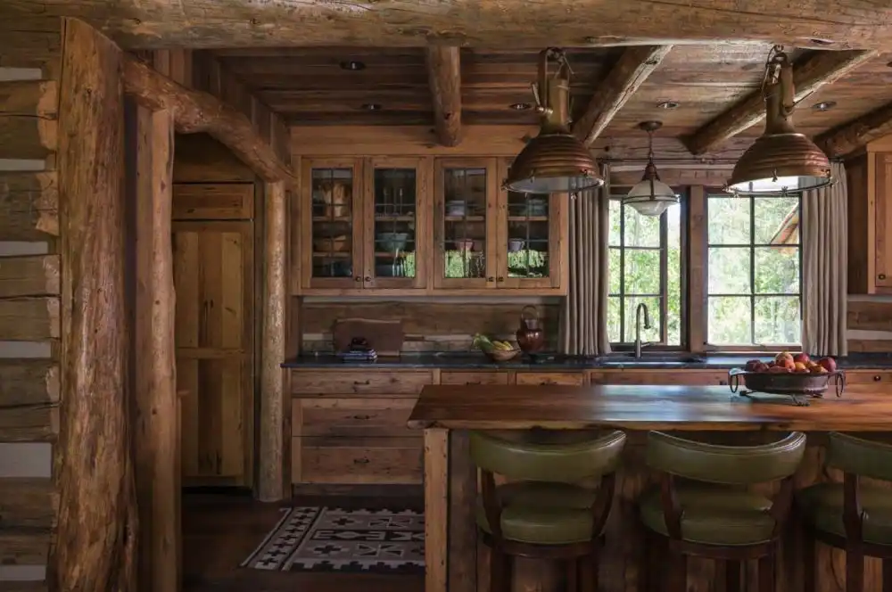 Wood is the dominant element throughout the house.