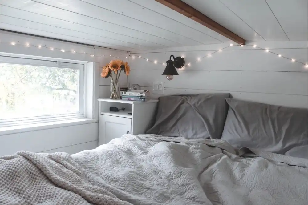 San Francisco Bay Area tiny house string lights