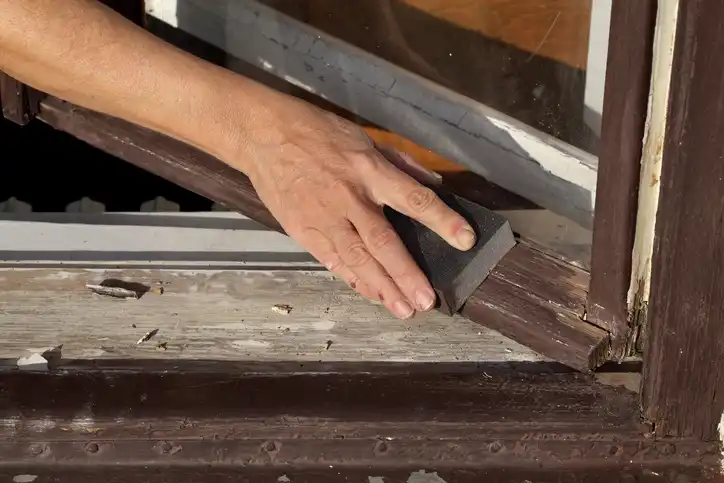 Sand and replace the wood rot
