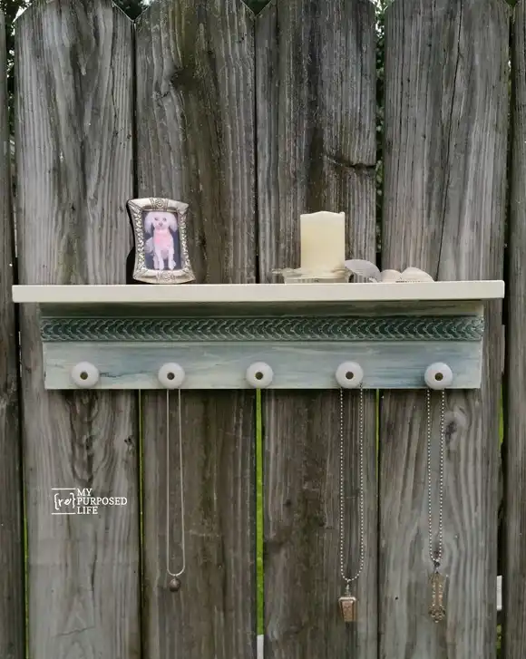 Scrap wood jewelry shelf
