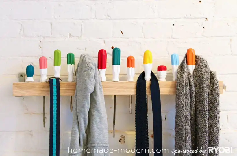 Screwdriver wall coat rack