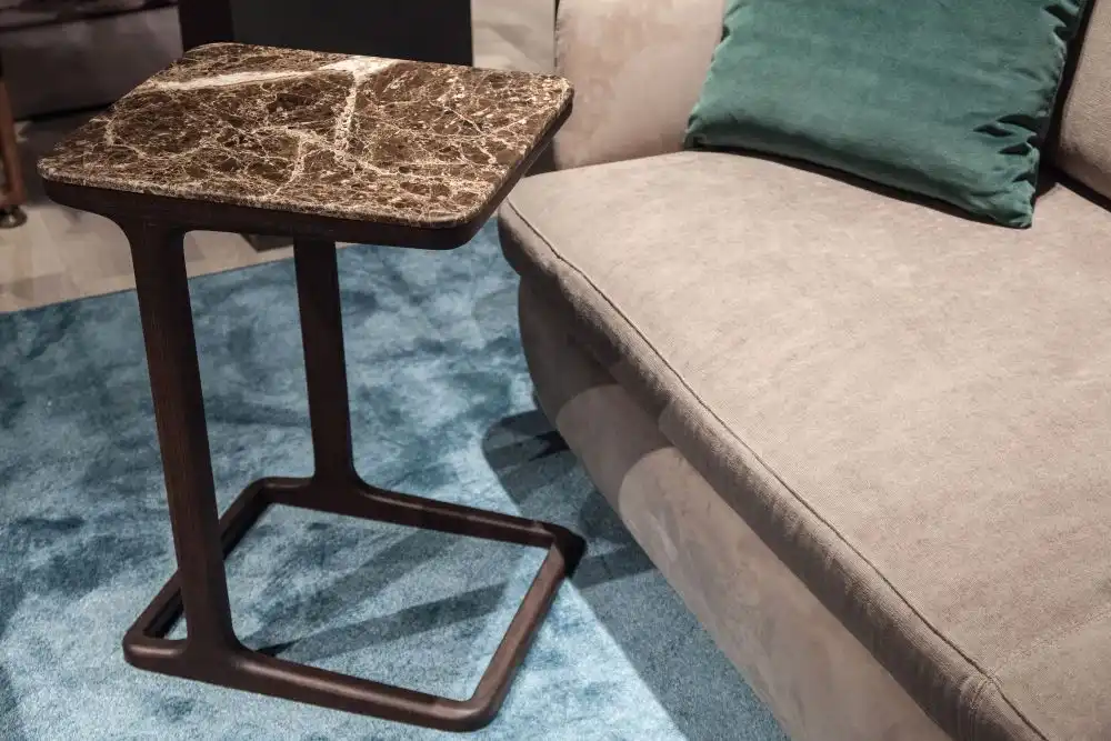 Script side table with marble top