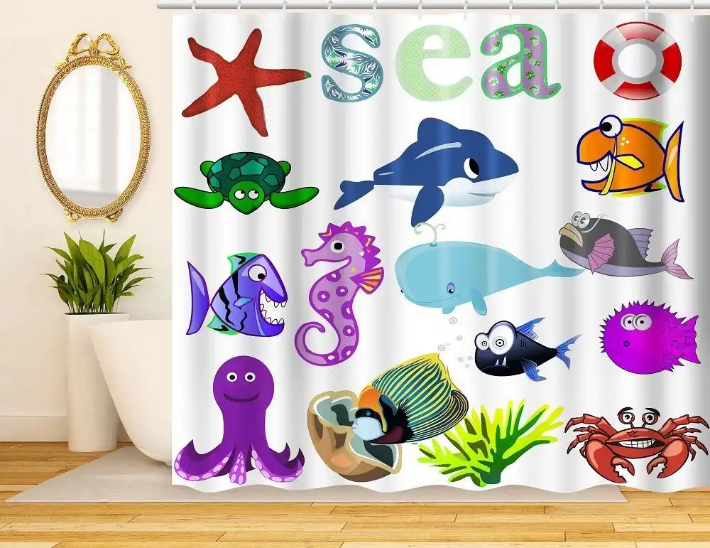 Sea animal kids shower curtain