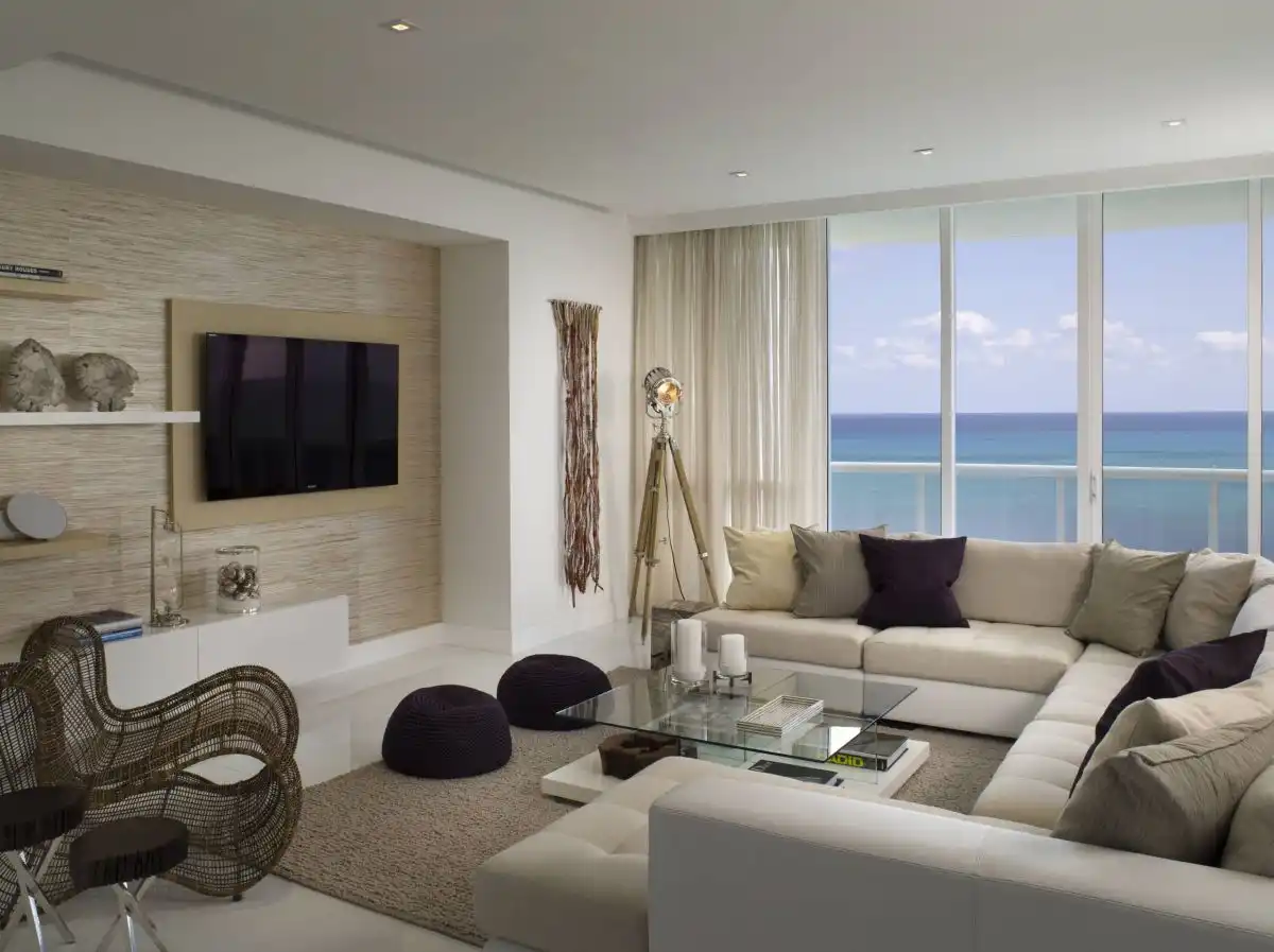 Modern living room with an amazing sea view