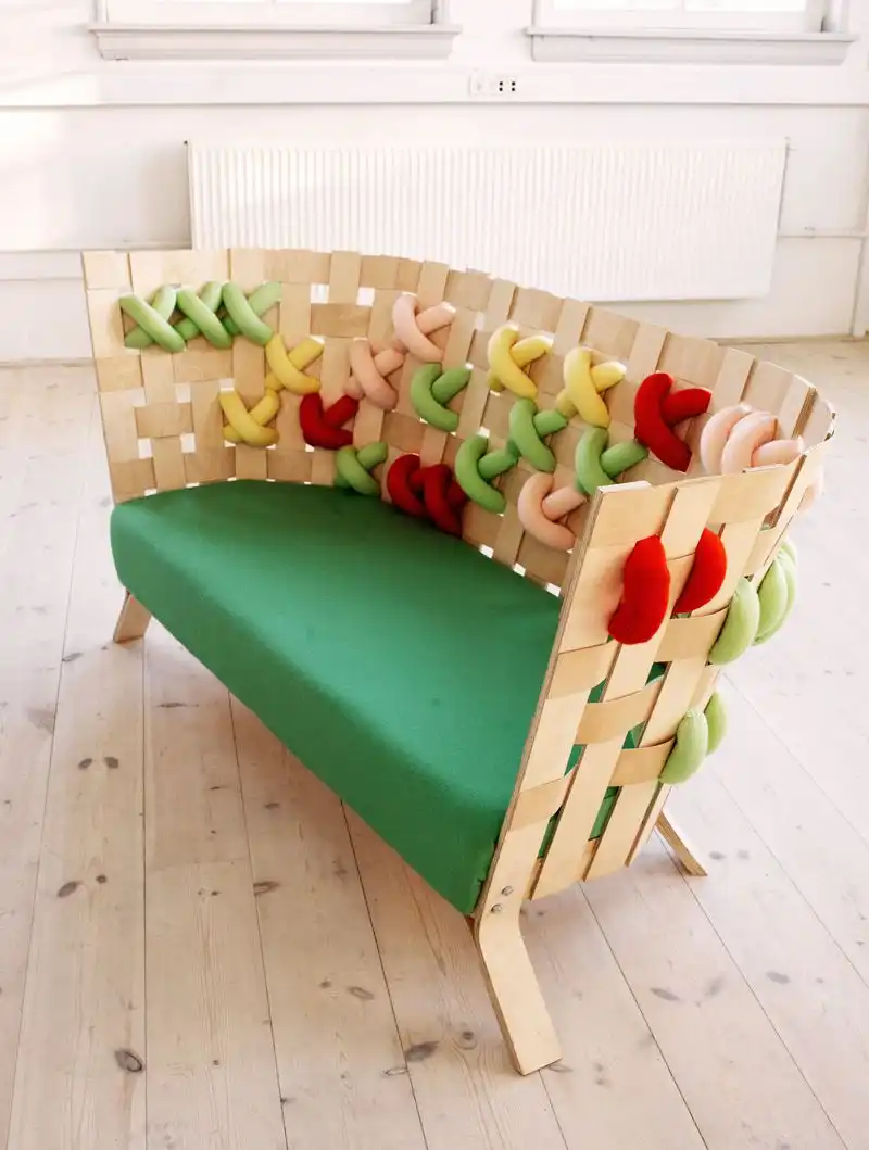 Seating Featuring Oversized Cross-Stitches