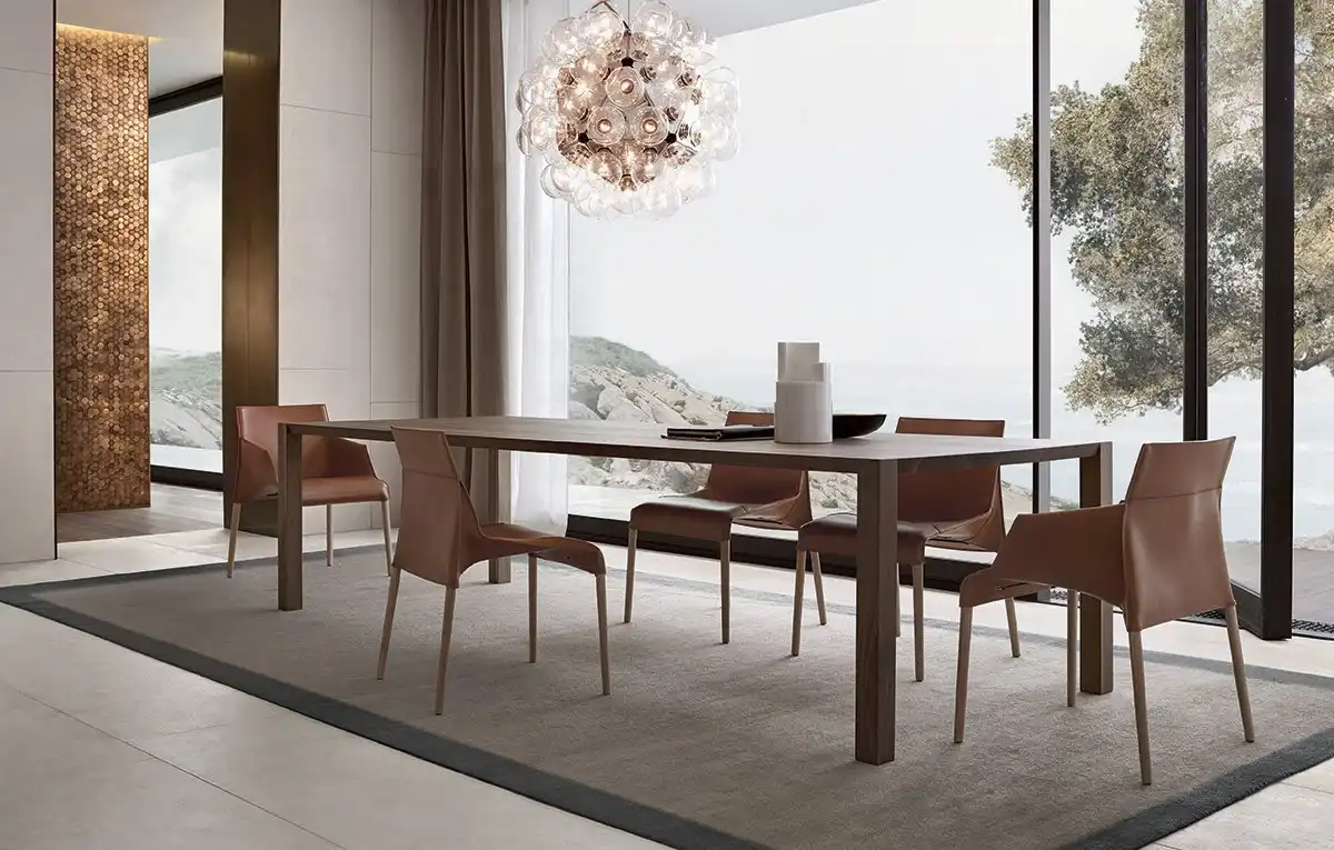 Seattle brown leather dining chair