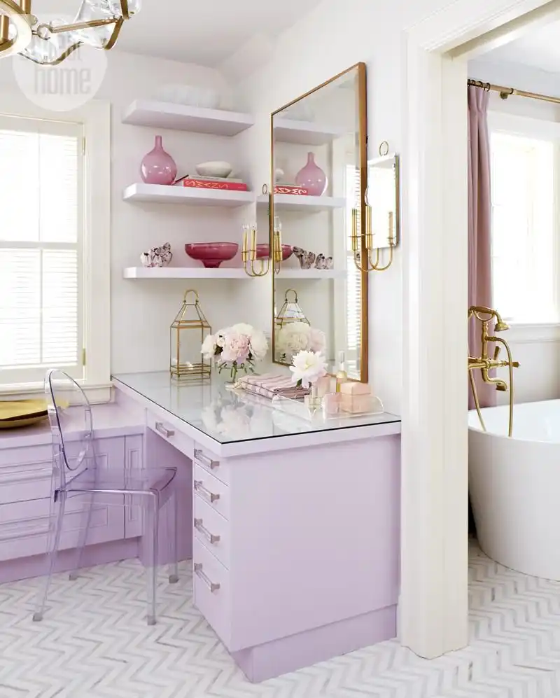 Shelves above the vanity