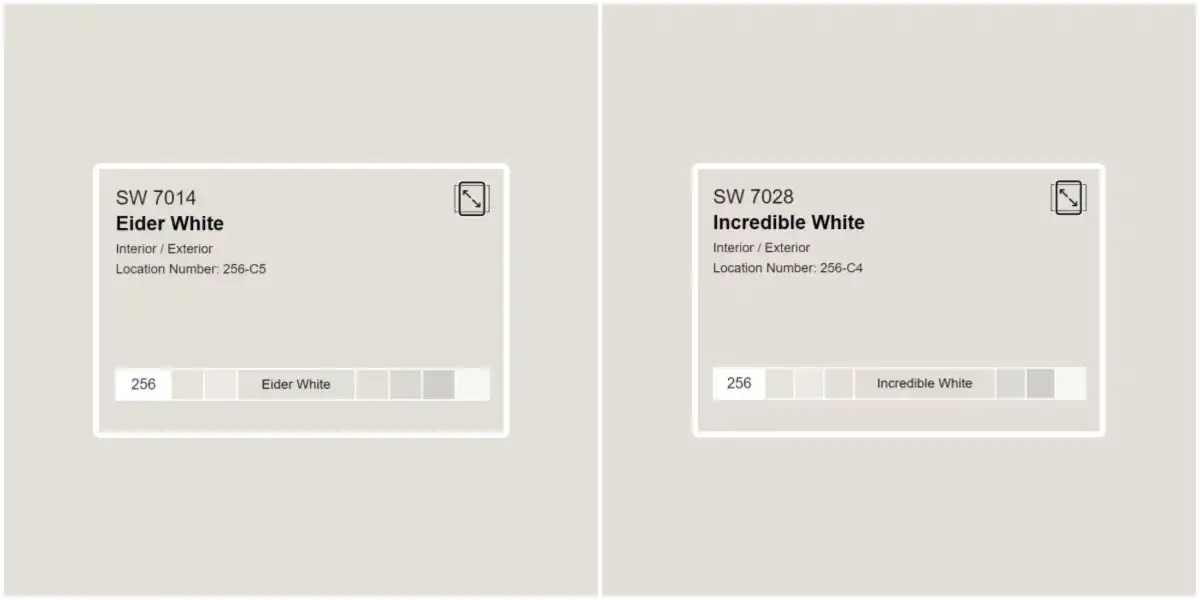 Sherwin Williams Eider White vs. Incredible White