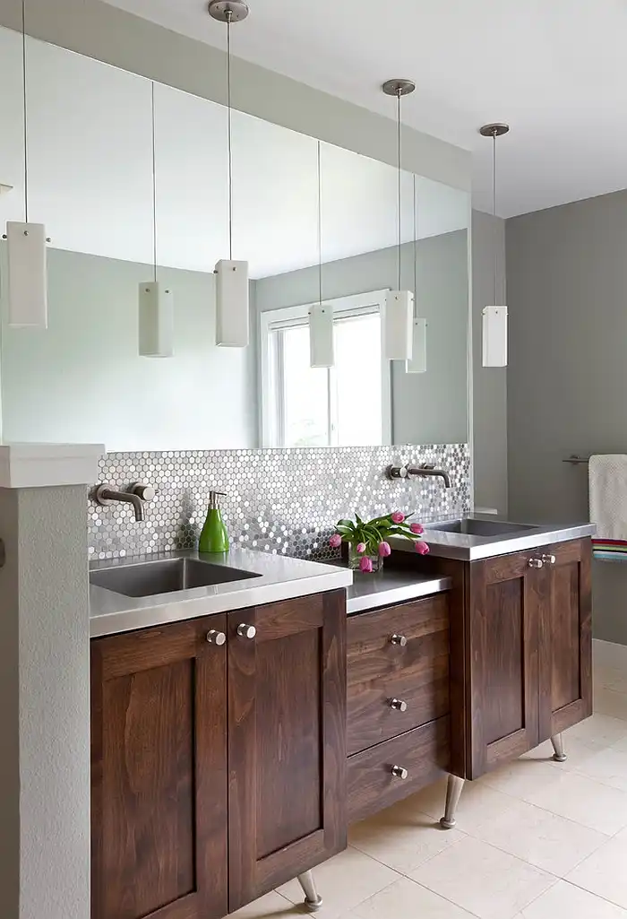 Silver toned penny tiles